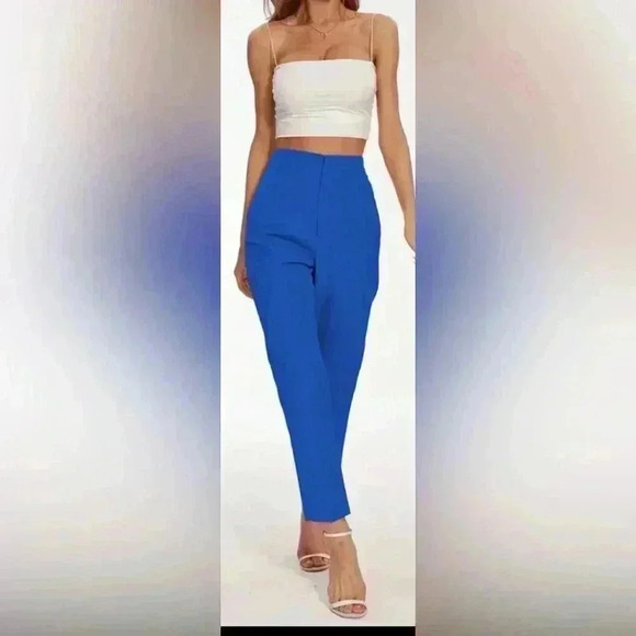 NWOT Slim-Fit Stylish Solid Color Slim Pleated Stretch Straight Leg Pants - Picture 5 of 11